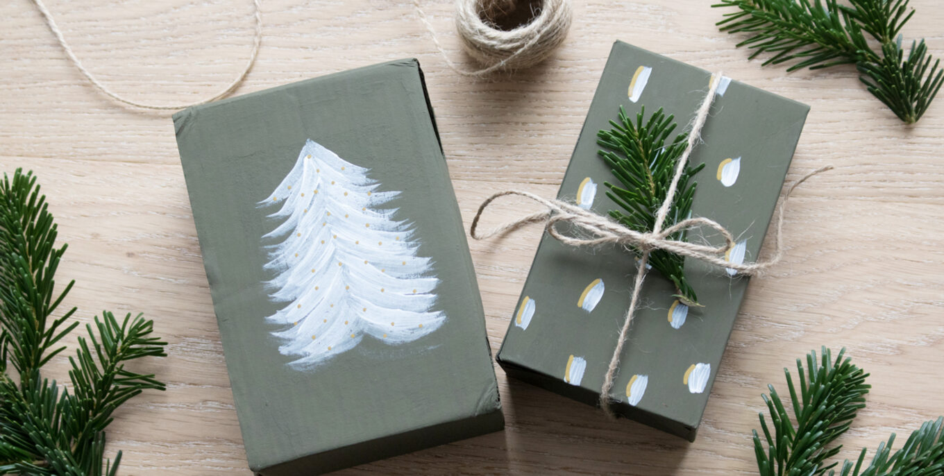 Zwei nachhaltige Geschenkverpackungen für Weihnachtsgeschenke